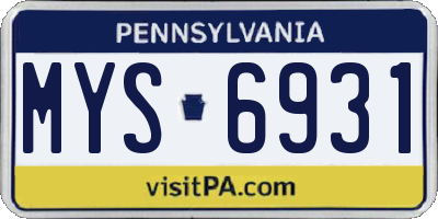 PA license plate MYS6931