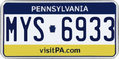 PA license plate MYS6933