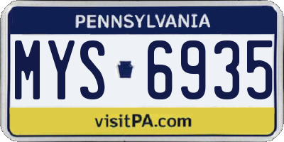 PA license plate MYS6935