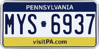 PA license plate MYS6937