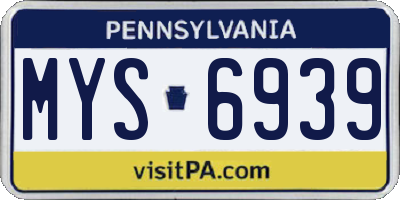 PA license plate MYS6939