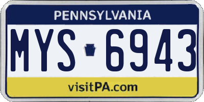 PA license plate MYS6943
