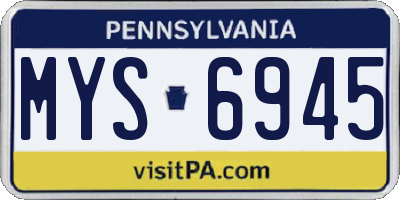 PA license plate MYS6945