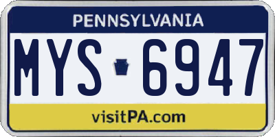 PA license plate MYS6947