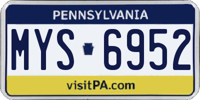 PA license plate MYS6952