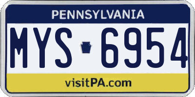 PA license plate MYS6954