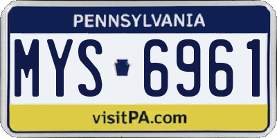 PA license plate MYS6961