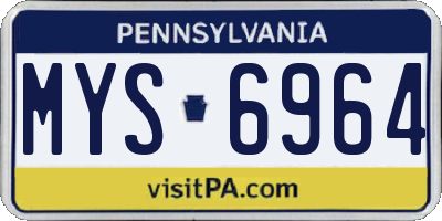 PA license plate MYS6964