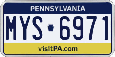 PA license plate MYS6971