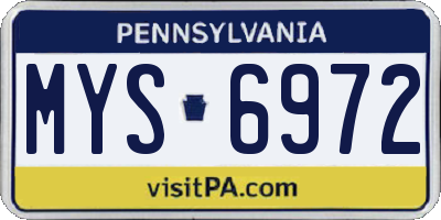 PA license plate MYS6972