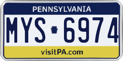 PA license plate MYS6974