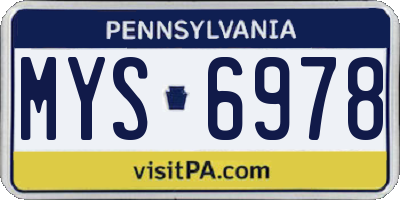 PA license plate MYS6978