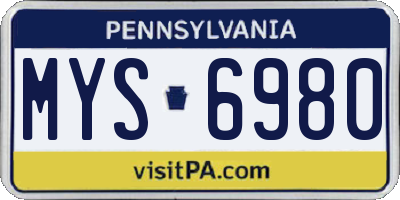 PA license plate MYS6980