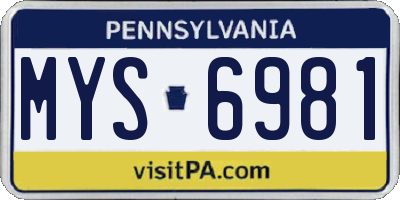 PA license plate MYS6981