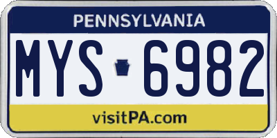 PA license plate MYS6982