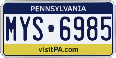 PA license plate MYS6985
