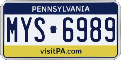 PA license plate MYS6989