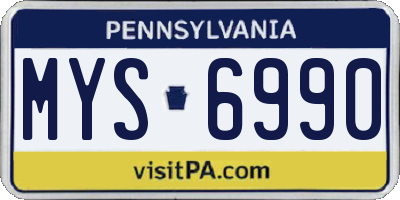 PA license plate MYS6990