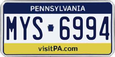 PA license plate MYS6994
