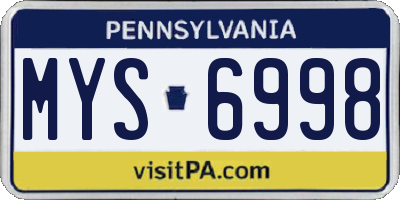 PA license plate MYS6998