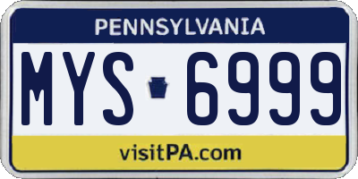 PA license plate MYS6999