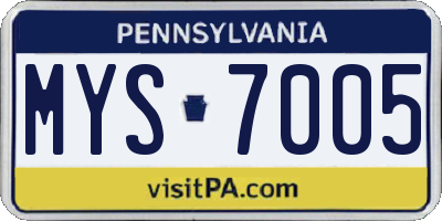PA license plate MYS7005
