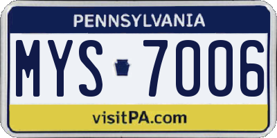 PA license plate MYS7006