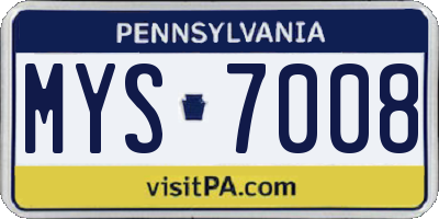 PA license plate MYS7008
