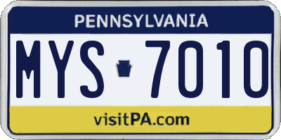 PA license plate MYS7010