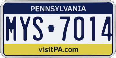 PA license plate MYS7014