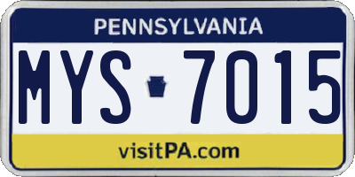 PA license plate MYS7015