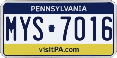 PA license plate MYS7016