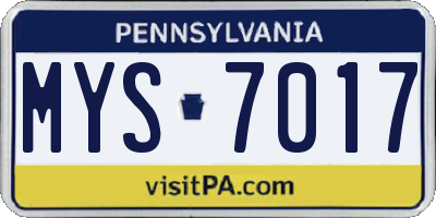 PA license plate MYS7017