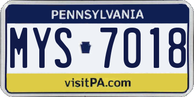 PA license plate MYS7018