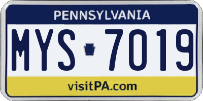 PA license plate MYS7019