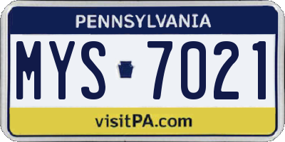 PA license plate MYS7021