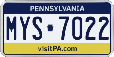 PA license plate MYS7022