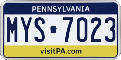 PA license plate MYS7023
