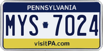 PA license plate MYS7024