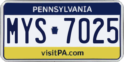 PA license plate MYS7025