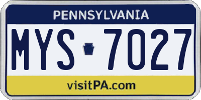 PA license plate MYS7027