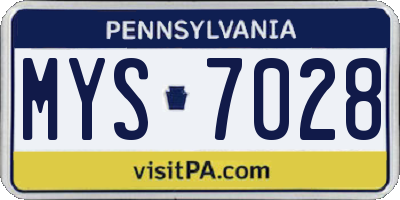 PA license plate MYS7028