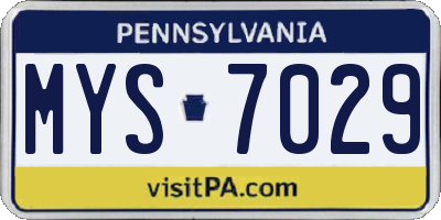 PA license plate MYS7029