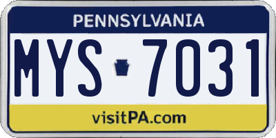 PA license plate MYS7031