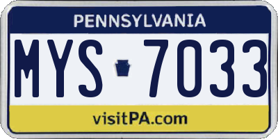 PA license plate MYS7033
