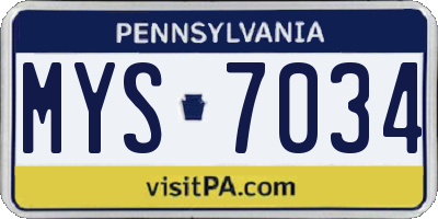 PA license plate MYS7034