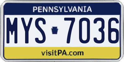 PA license plate MYS7036