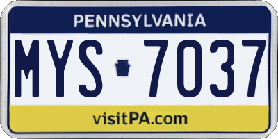 PA license plate MYS7037