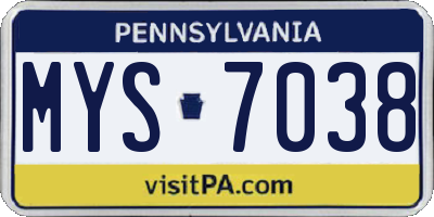 PA license plate MYS7038