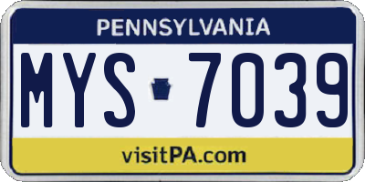 PA license plate MYS7039